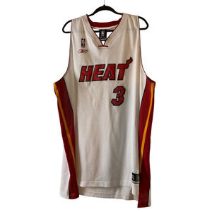 Reebok Miami Heat Dwyane Wade 3 Authentic NBA Jersey White 2XL Length +2